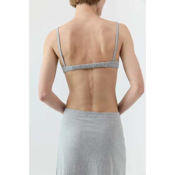 St. Agni Pointelle Bralette in Grey Marle, view 4