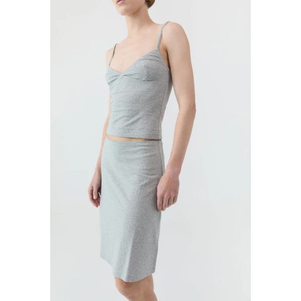 St. Agni Pointelle Cami in Grey Marle, view 3