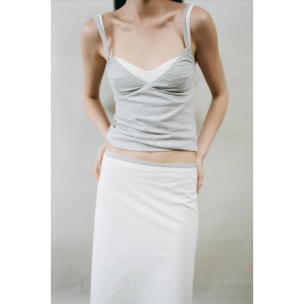 St. Agni Pointelle Cami in Grey Marle, view 6
