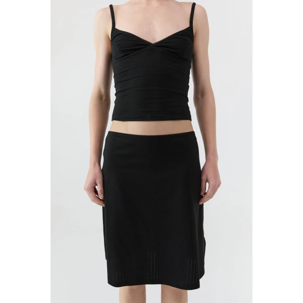 St. Agni Pointelle Skirt in Black, view 3