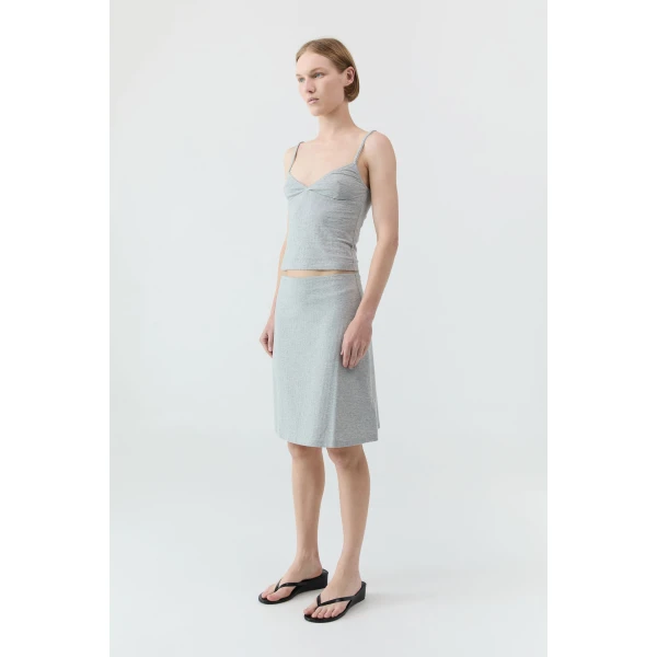 St. Agni Pointelle Skirt in Grey Marle, view 4