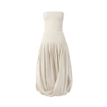 St. Agni Raw Silk Asymm Balloon Dress in Cloud Cream