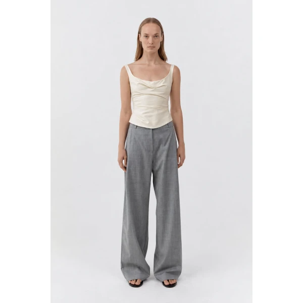 St. Agni Raw Silk Draped Bodice in Cloud Cream, view 2