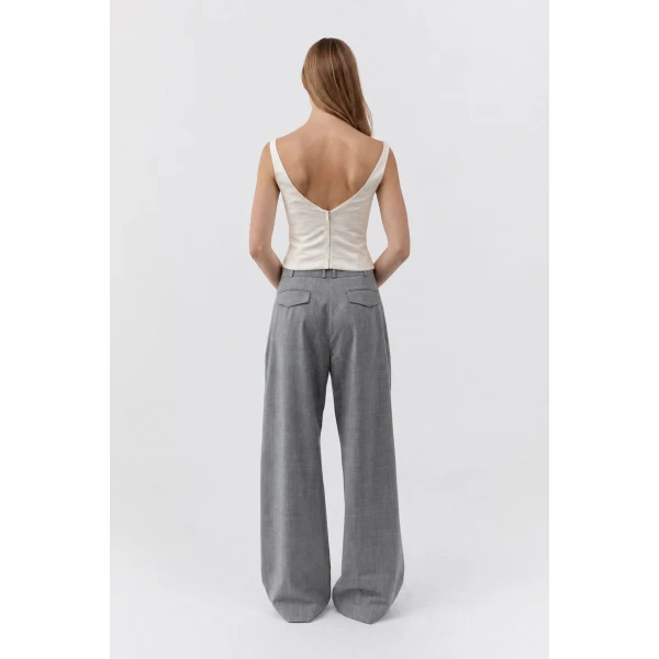 St. Agni Raw Silk Draped Bodice in Cloud Cream, view 6