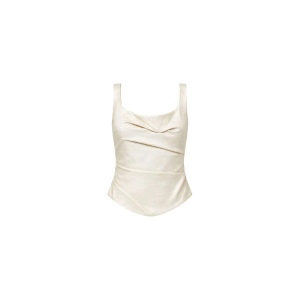 St. Agni Raw Silk Draped Bodice in Cloud Cream