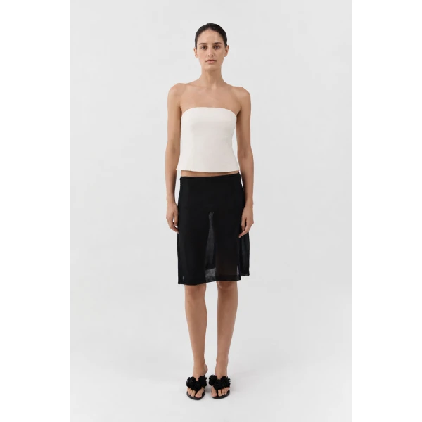 St. Agni Raw Silk Minimal Bodice in Cloud Cream, view 2