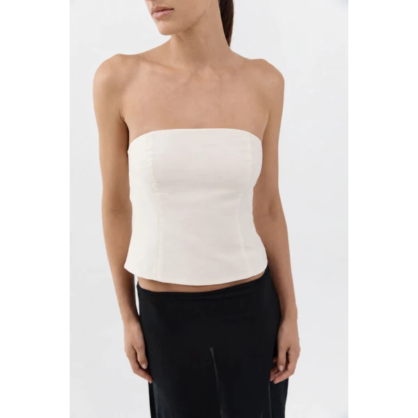 St. Agni Raw Silk Minimal Bodice in Cloud Cream, view 6