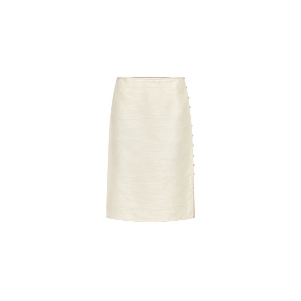 St. Agni Raw Silk Pencil Skirt in Cloud Cream