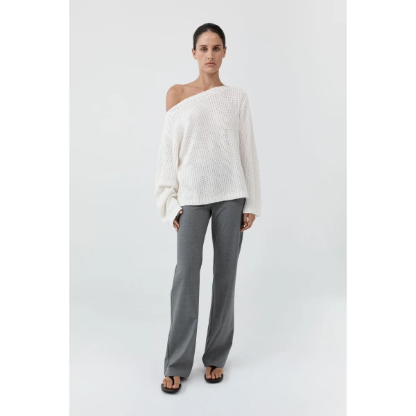 St. Agni Relaxed Bateau Jumper in Off White, view 3