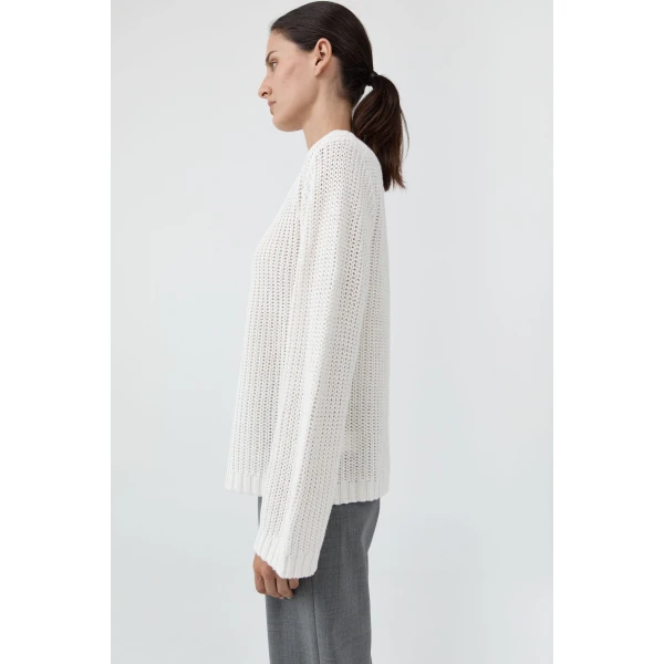 St. Agni Relaxed Bateau Jumper in Off White, view 4