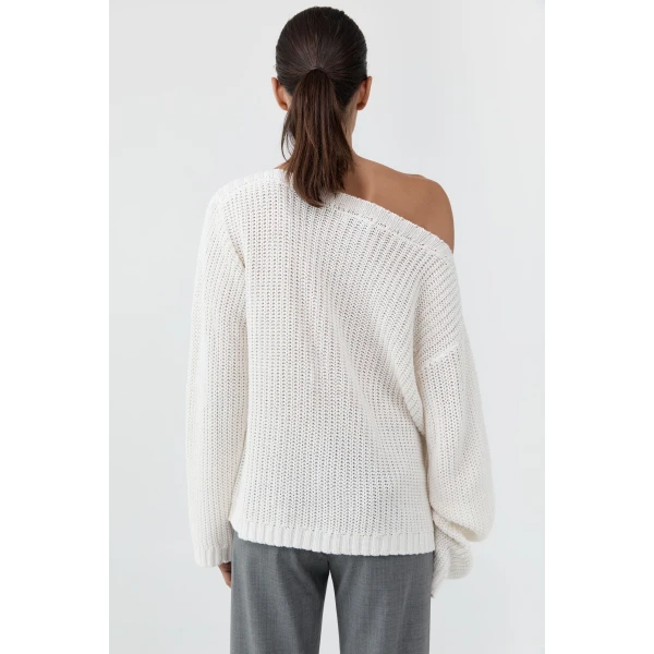 St. Agni Relaxed Bateau Jumper in Off White, view 5