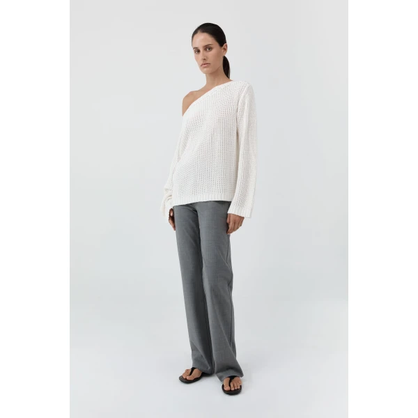 St. Agni Relaxed Bateau Jumper in Off White, view 6