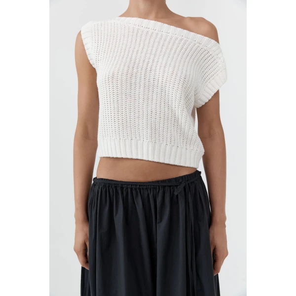 St. Agni Relaxed Bateau Top in Off White, view 6