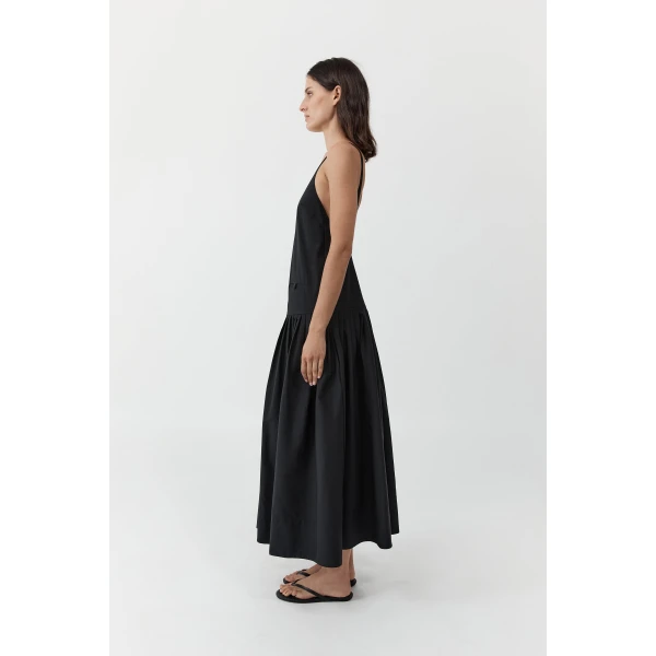 St. Agni Relaxed Pleat Dress in Black, view 6
