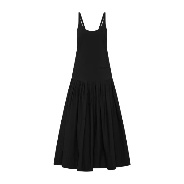Relaxed Pleat Dress in Black