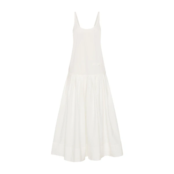 Relaxed Pleat Dress in Off White