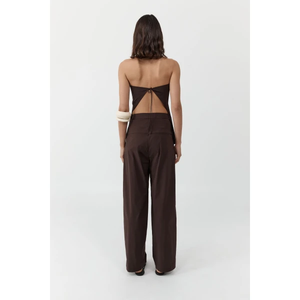 St. Agni Relaxed Pleat Pants in Bark, view 5