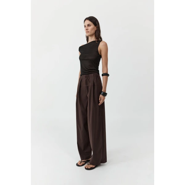 St. Agni Relaxed Pleat Pants in Bark, view 6