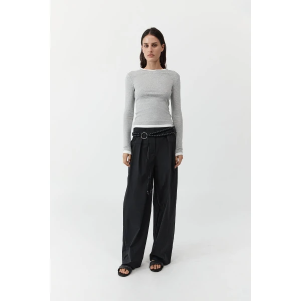 St. Agni Relaxed Pleat Pants in Black, view 5