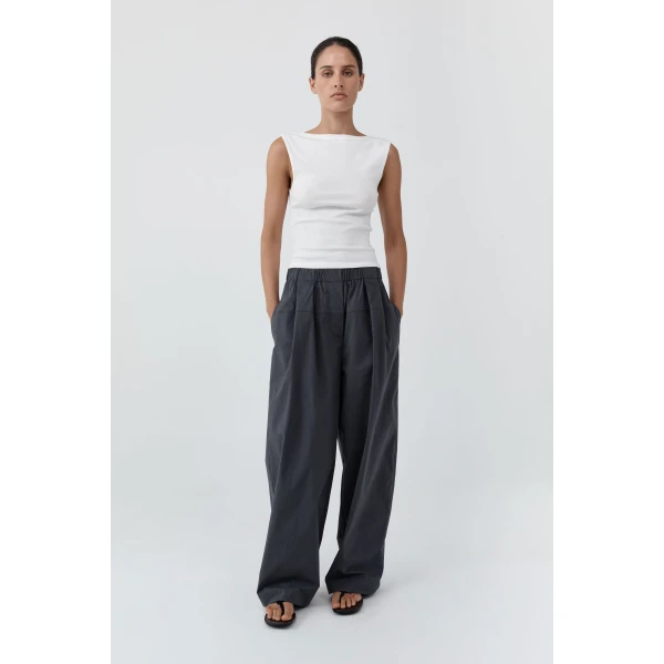 St. Agni Relaxed Pleat Pants in Iron Glaze, view 2