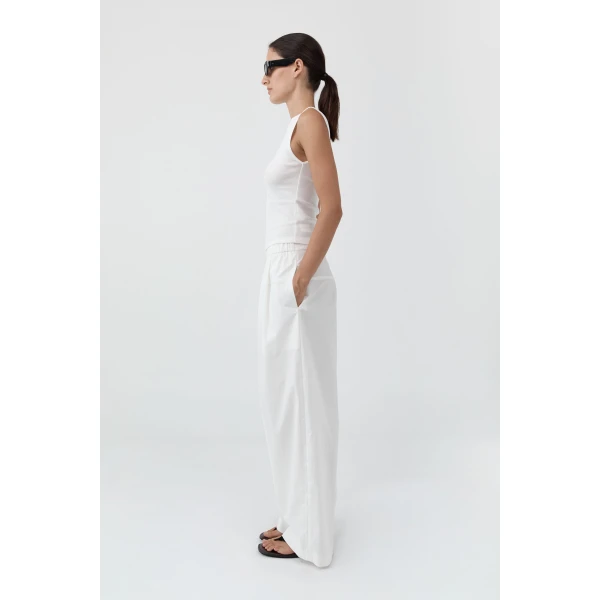 St. Agni Relaxed Pleat Pants in Off White, view 4