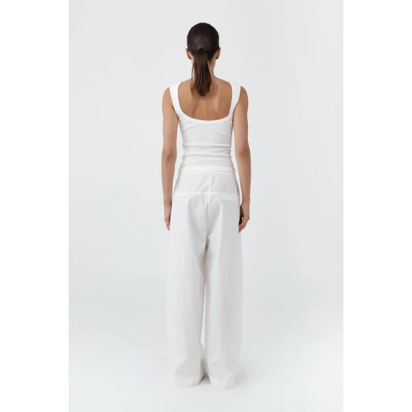 St. Agni Relaxed Pleat Pants in Off White, view 5