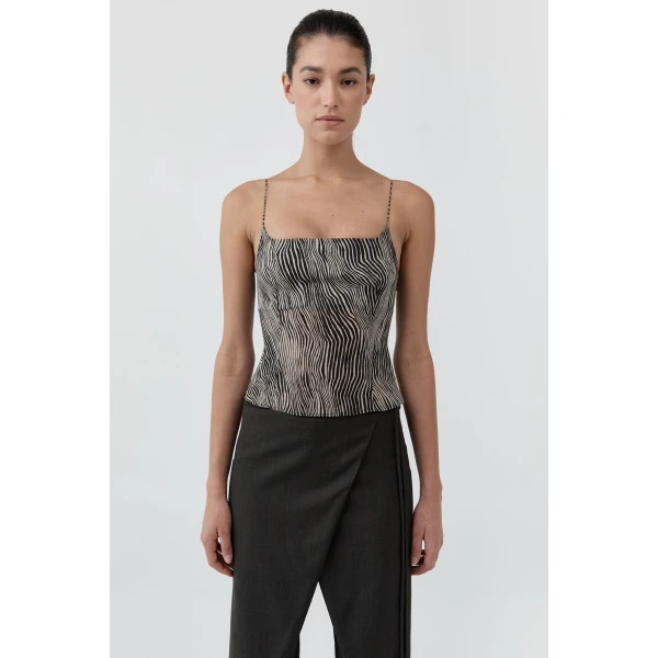 St. Agni Savannah Silk Cami in Sand, view 2