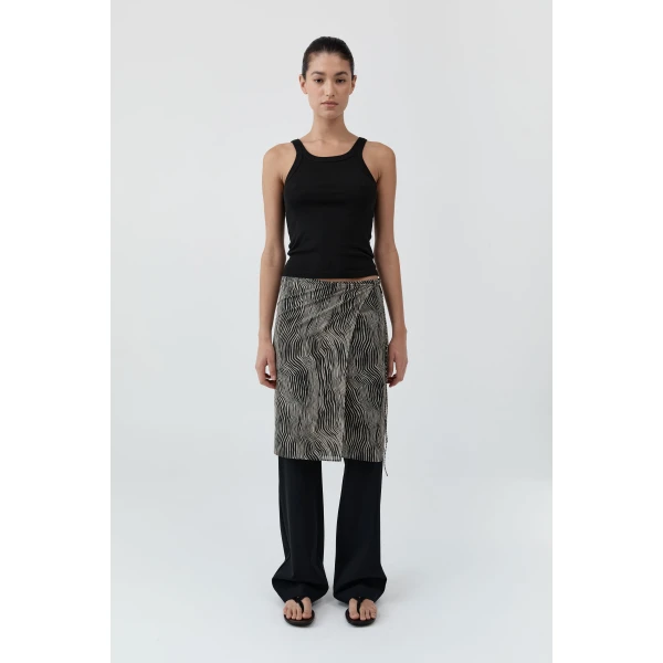 St. Agni Savannah Silk Wrap Skirt in Sand, view 2
