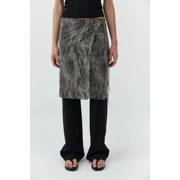St. Agni Savannah Silk Wrap Skirt in Sand, view 3