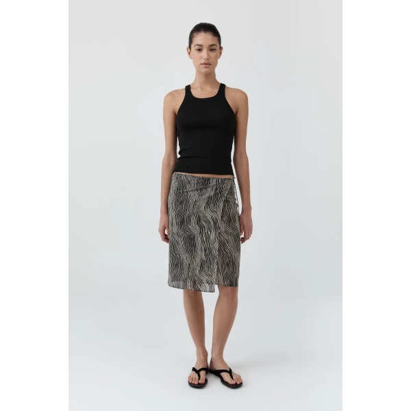 St. Agni Savannah Silk Wrap Skirt in Sand, view 5