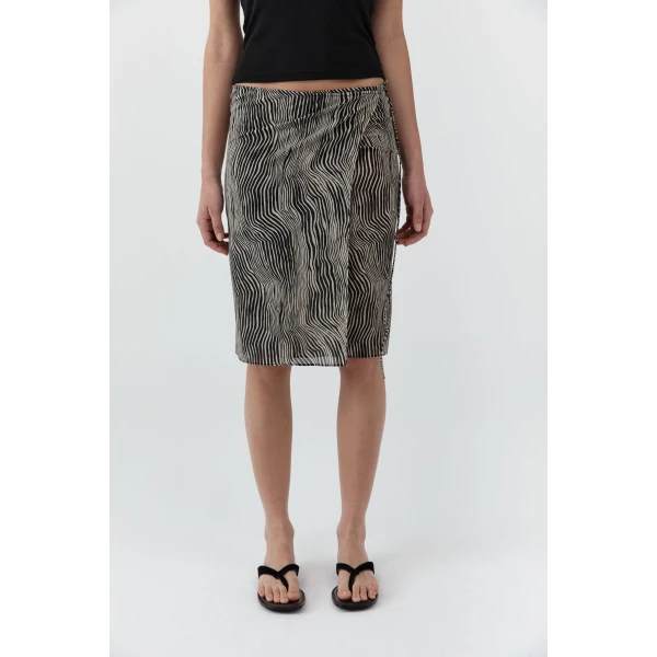 St. Agni Savannah Silk Wrap Skirt in Sand, view 6