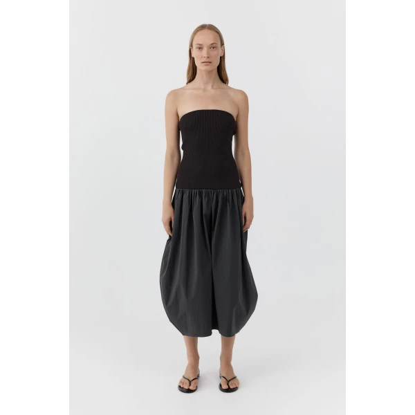 St. Agni Sculpted Balloon Dress in Magnet, view 3