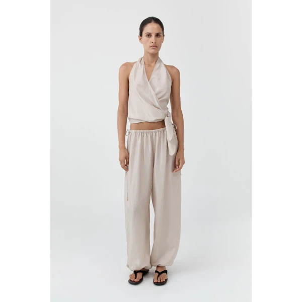 St. Agni Silk Adjustable Balloon Pants in Soft Ash, view 6