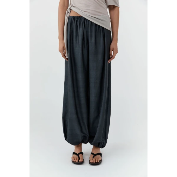 St. Agni Silk Adjustable Balloon Pants in Washed Black, view 3