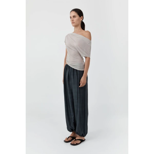 St. Agni Silk Adjustable Balloon Pants in Washed Black, view 4
