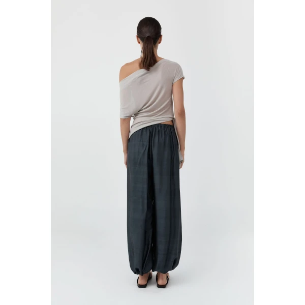 St. Agni Silk Adjustable Balloon Pants in Washed Black, view 5