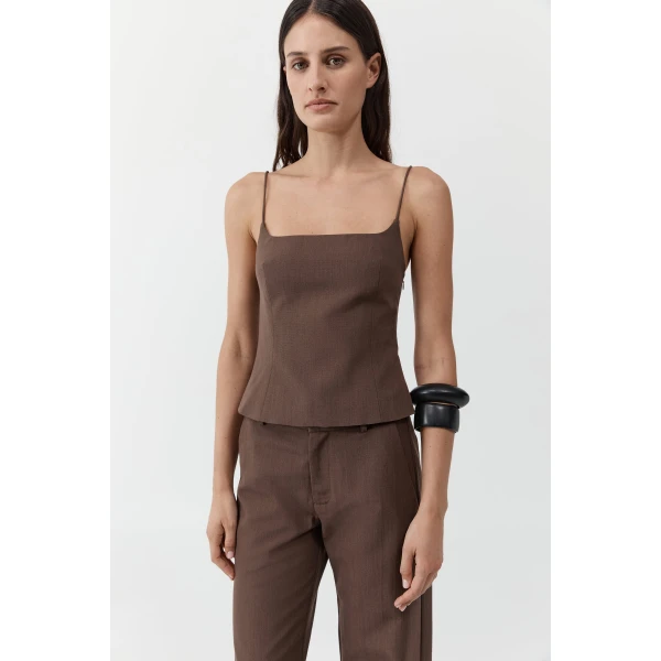 St. Agni Silk Canvas Cami in Mud, view 2