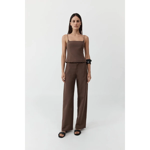 St. Agni Silk Canvas Cami in Mud, view 3
