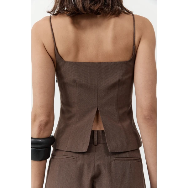 St. Agni Silk Canvas Cami in Mud, view 5