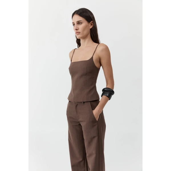 St. Agni Silk Canvas Cami in Mud, view 6
