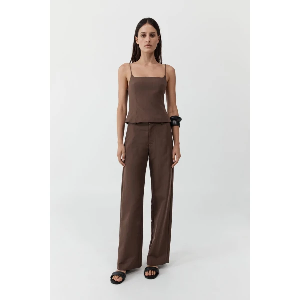St. Agni Silk Canvas Carter Trousers in Mud, view 2