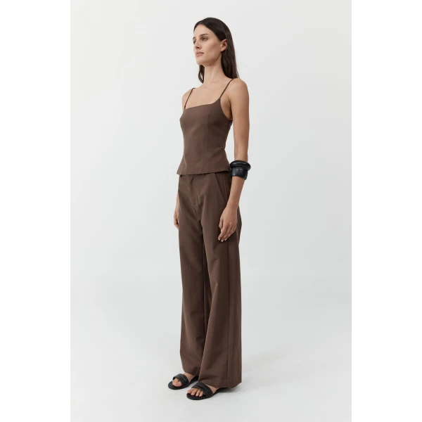 St. Agni Silk Canvas Carter Trousers in Mud, view 4