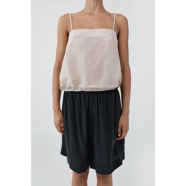 St. Agni Silk Everyday Relaxed Shorts in Black, view 6