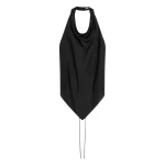 St. Agni Silk Grid Halter Top in Black