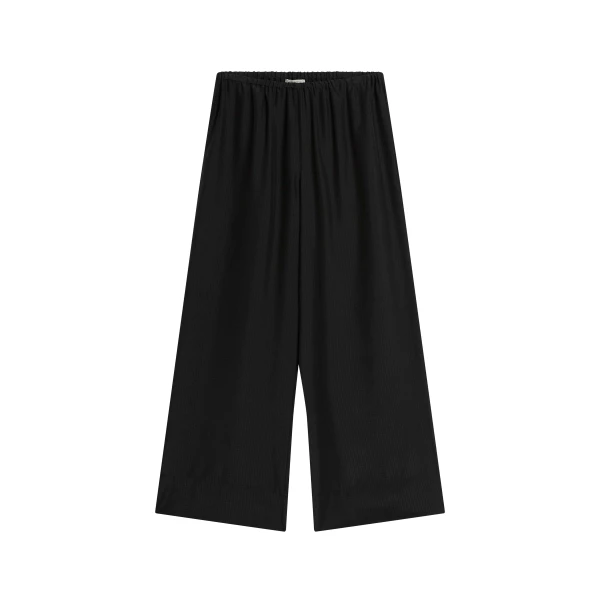 Silk Grid Relaxed Pants in Black