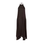 St. Agni Silk Handkerchief Halter Dress in Bark