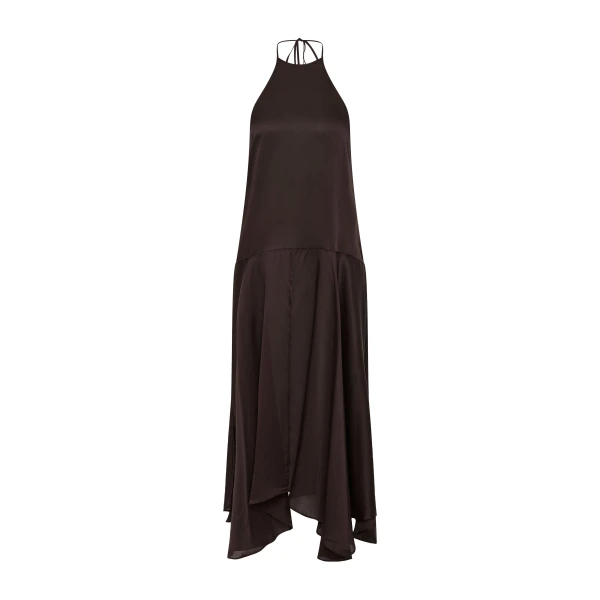 Silk Handkerchief Halter Dress in Bark