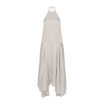 St. Agni Silk Handkerchief Halter Dress in Stone