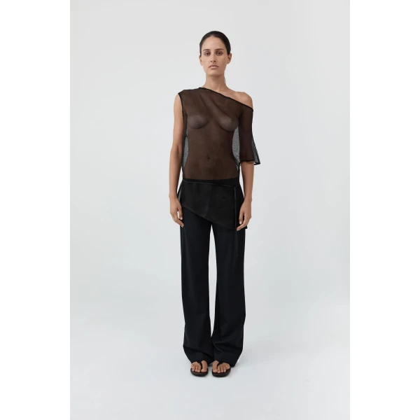 St. Agni Silk Mesh Mini Dress in Black, view 3