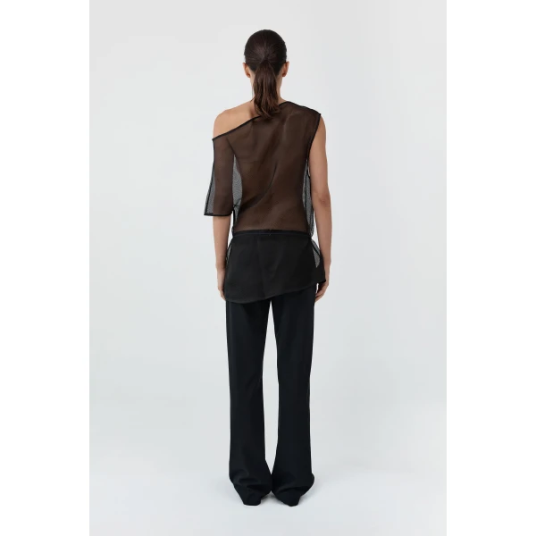 St. Agni Silk Mesh Mini Dress in Black, view 5